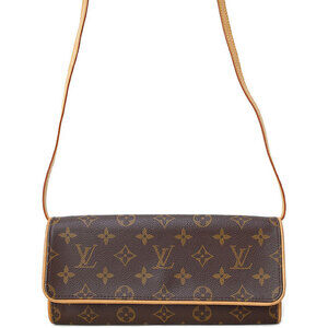 Louis Vuitton Monogram Leather Brown Pochette Twin Bag